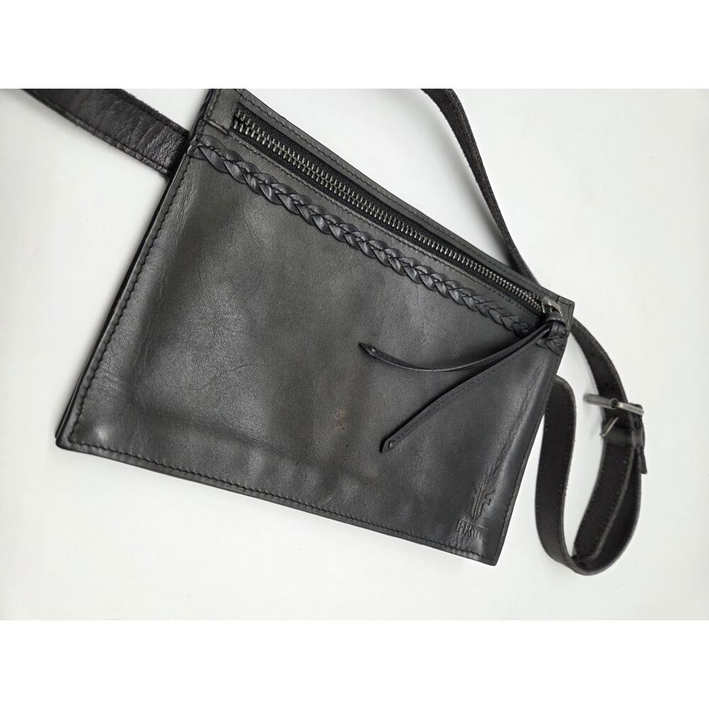 Frye‎ Grey Leather Belt Bag Fanny Pack Braided Size XL 36-40